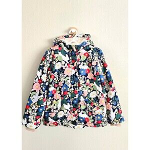 GUC Mini Boden Sherpa Lined Anorak-Blue Florabunda, Size 8/9